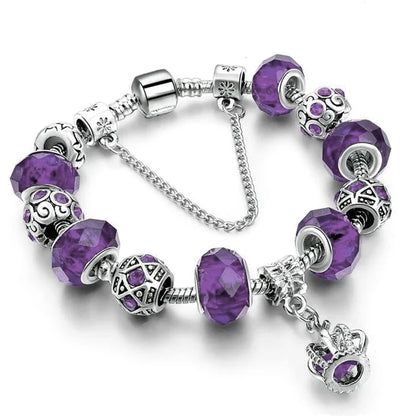 Sparkling Crystal Crown Charm Bracelet